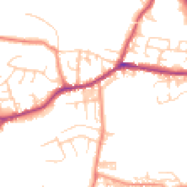 Daytime road noise heatmap for BD20 8TR