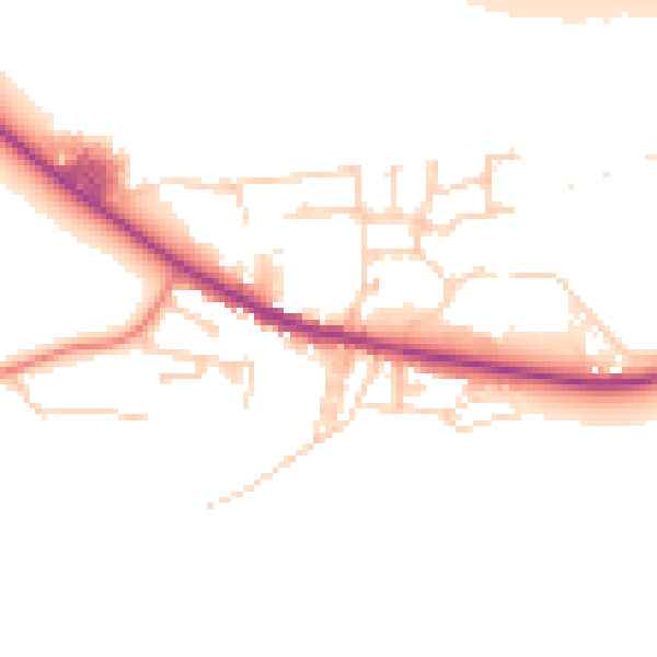 Daytime road noise heatmap for BD20 8TY
