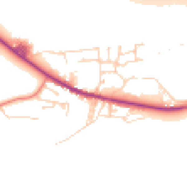 Daytime road noise heatmap for BD20 8TZ