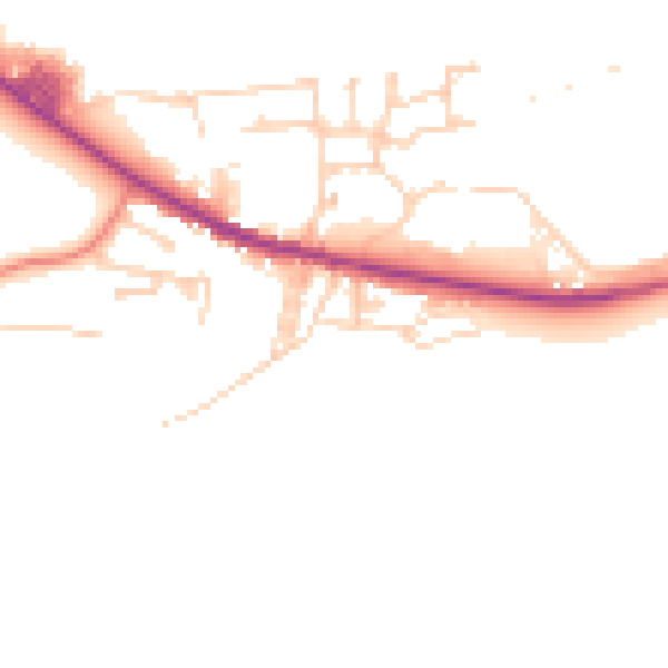 Daytime road noise heatmap for BD20 8UE