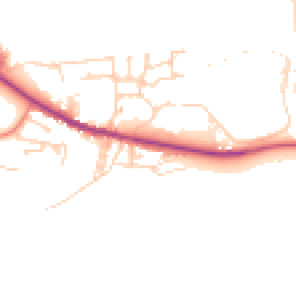 Daytime road noise heatmap for BD20 8UH