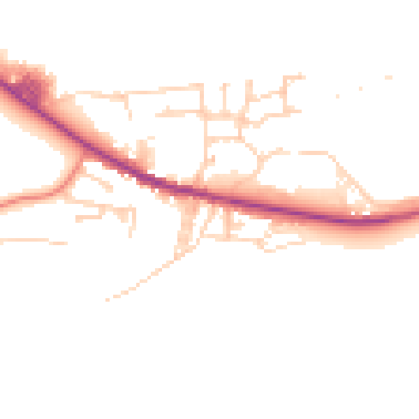Daytime road noise heatmap for BD20 8UL