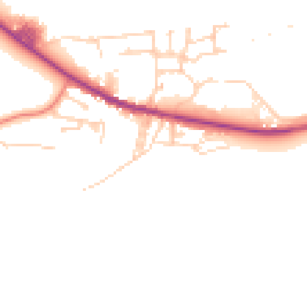 Daytime road noise heatmap for BD20 8UP