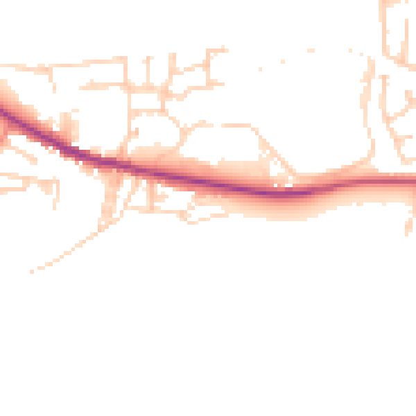 Daytime road noise heatmap for BD20 8UQ