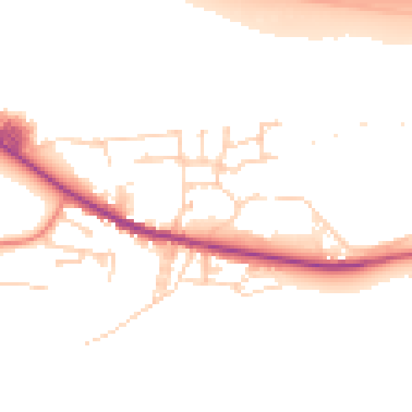 Daytime road noise heatmap for BD20 8UT