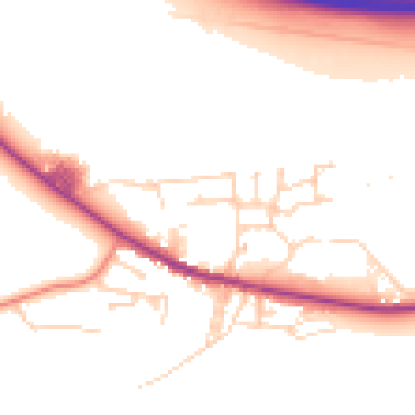 Daytime road noise heatmap for BD20 8UX