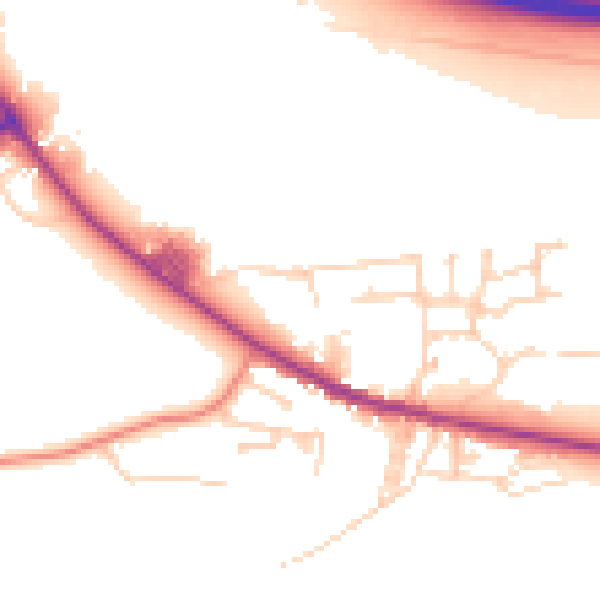 Daytime road noise heatmap for BD20 8UZ