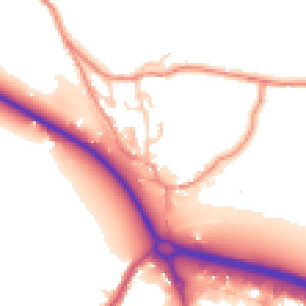 Daytime road noise heatmap for BD20 9AS