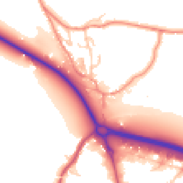 Daytime road noise heatmap for BD20 9BB