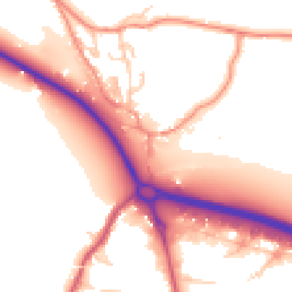 Daytime road noise heatmap for BD20 9BD