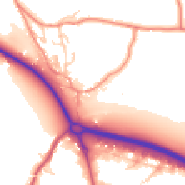 Daytime road noise heatmap for BD20 9BH