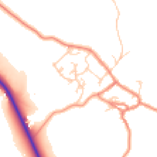 Daytime road noise heatmap for BD20 9EL