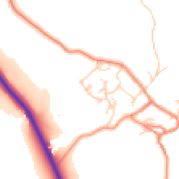 Daytime road noise heatmap for BD20 9EY