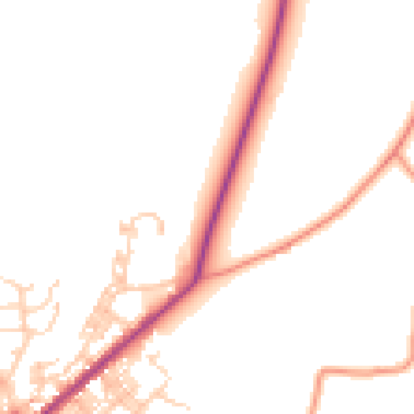 Daytime road noise heatmap for BD20 9FL