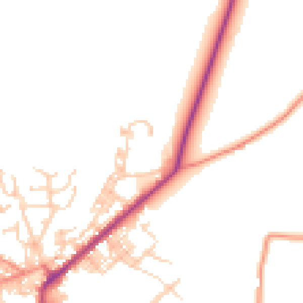 Daytime road noise heatmap for BD20 9FN