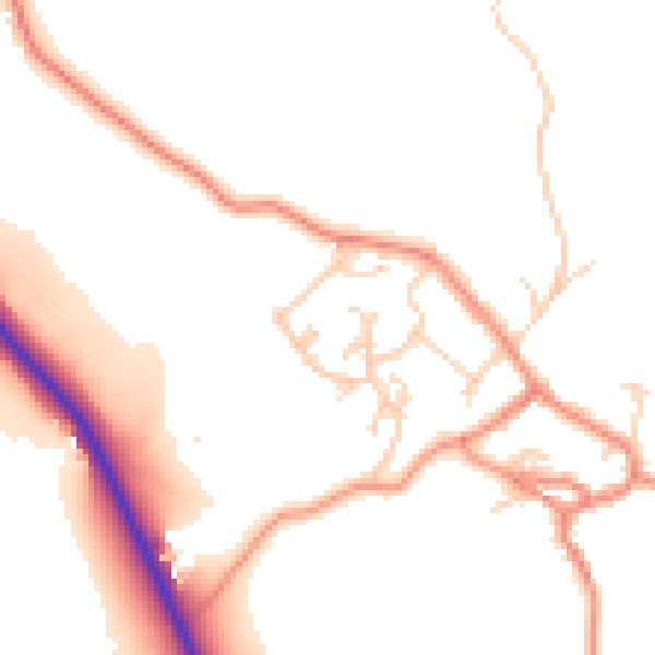 Daytime road noise heatmap for BD20 9HX
