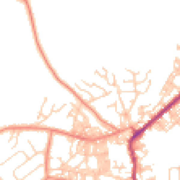 Daytime road noise heatmap for BD20 9LU