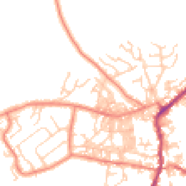Daytime road noise heatmap for BD20 9LW