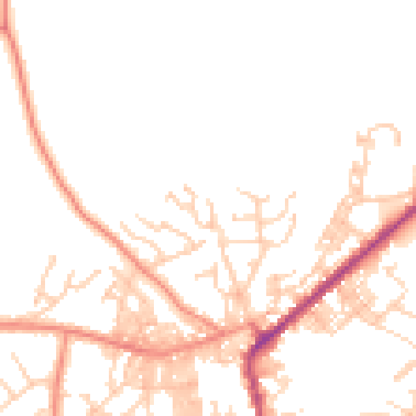 Daytime road noise heatmap for BD20 9LY