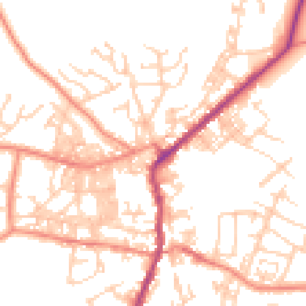 Daytime road noise heatmap for BD20 9ND