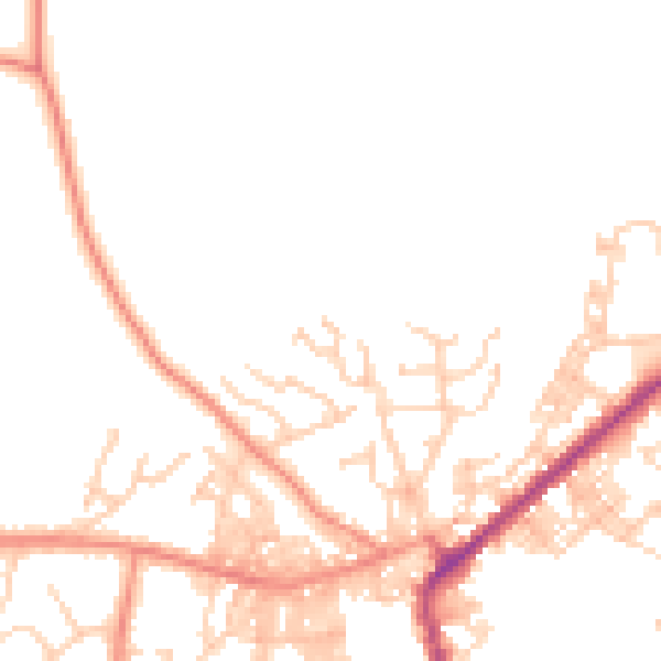 Daytime road noise heatmap for BD20 9NY