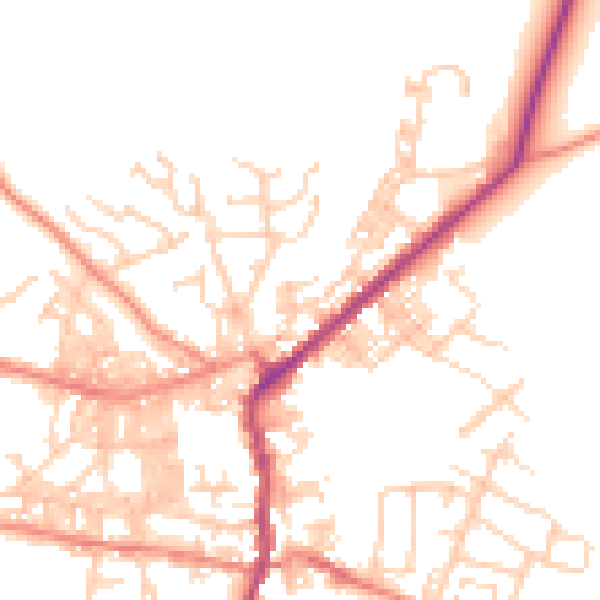 Daytime road noise heatmap for BD20 9PD