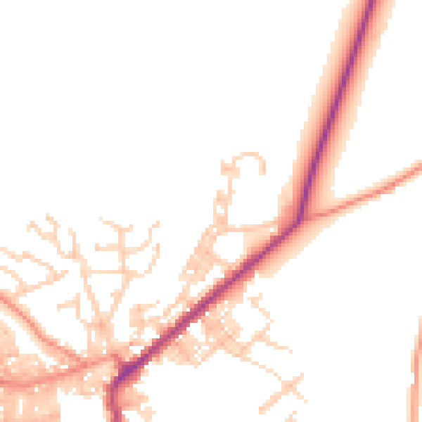 Daytime road noise heatmap for BD20 9PN