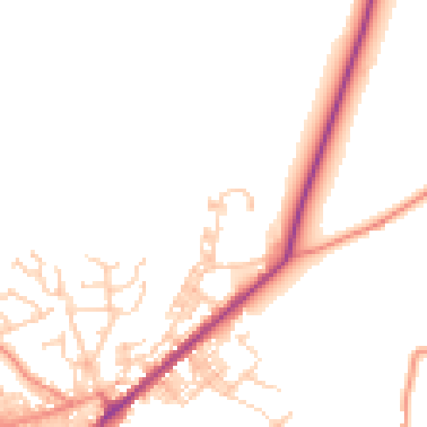 Daytime road noise heatmap for BD20 9PW