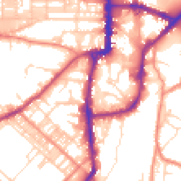 Daytime road noise heatmap for BD21 1AD