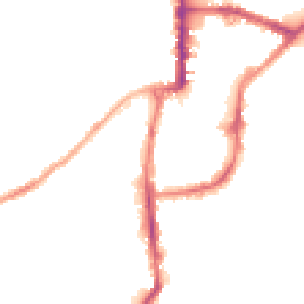 Night-time road noise heatmap for BD21 1AD