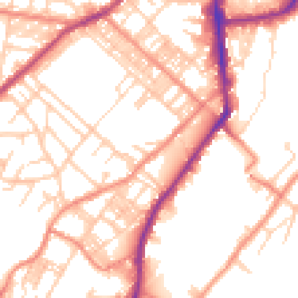 Daytime road noise heatmap for BD21 1AN