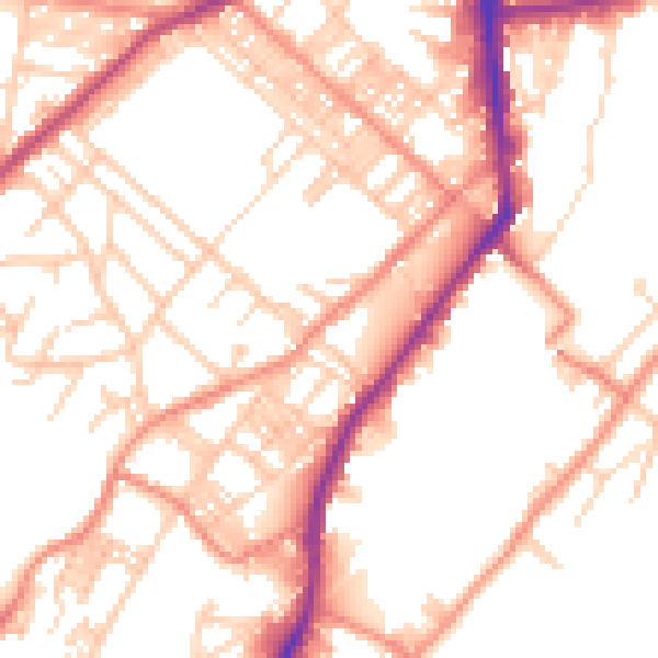 Daytime road noise heatmap for BD21 1AR