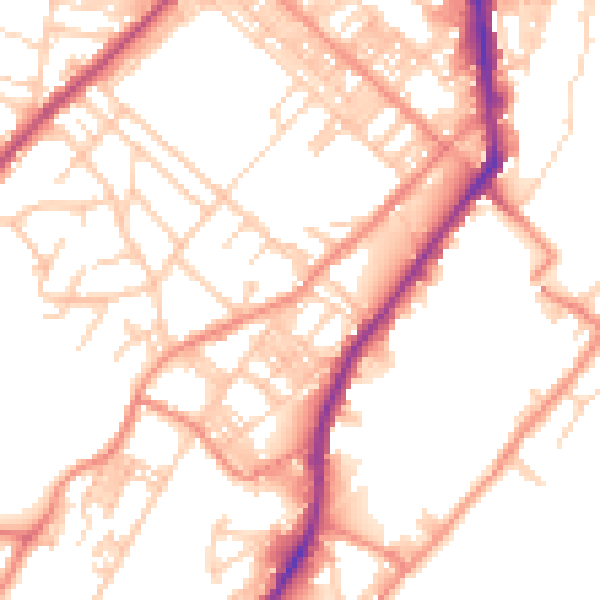 Daytime road noise heatmap for BD21 1AS