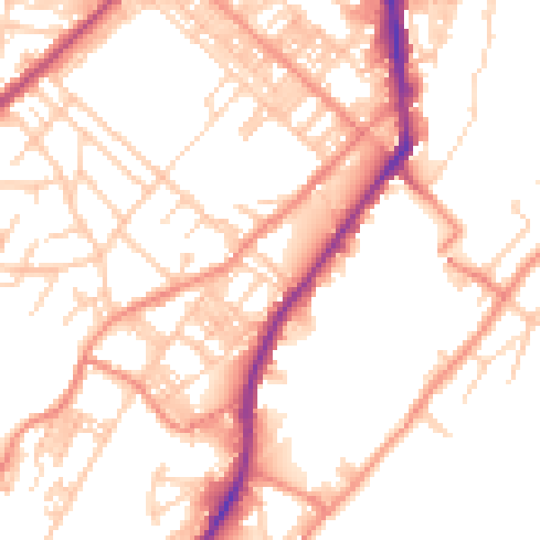 Daytime road noise heatmap for BD21 1AU
