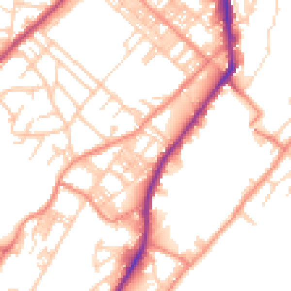 Daytime road noise heatmap for BD21 1AY