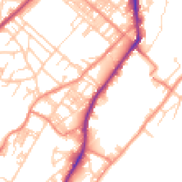 Daytime road noise heatmap for BD21 1AZ