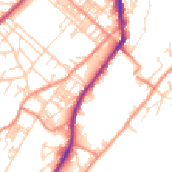 Daytime road noise heatmap for BD21 1BB