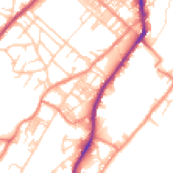 Daytime road noise heatmap for BD21 1BD