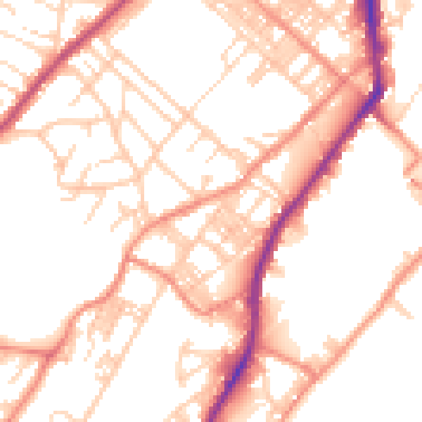 Daytime road noise heatmap for BD21 1BG