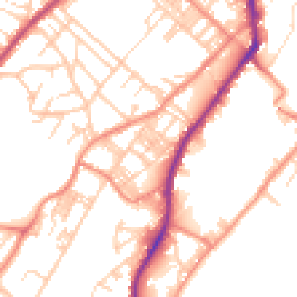 Daytime road noise heatmap for BD21 1BH