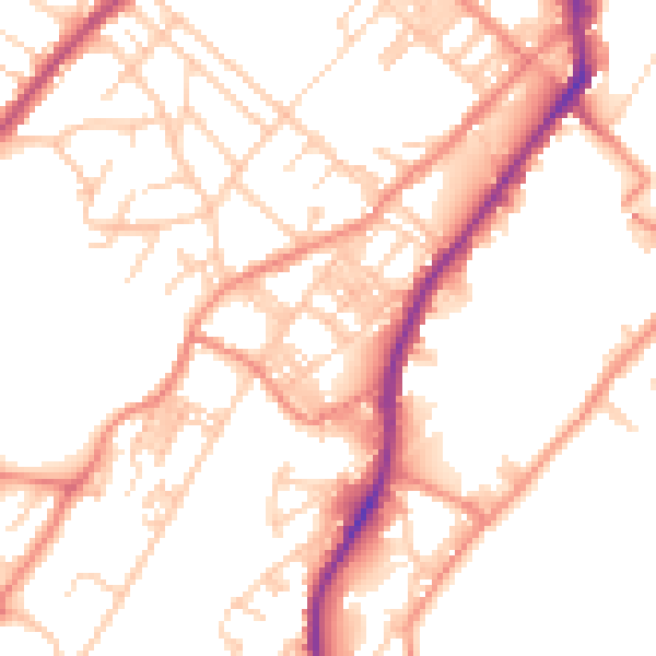 Daytime road noise heatmap for BD21 1BJ