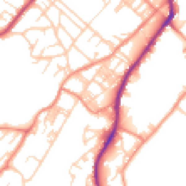 Daytime road noise heatmap for BD21 1BL