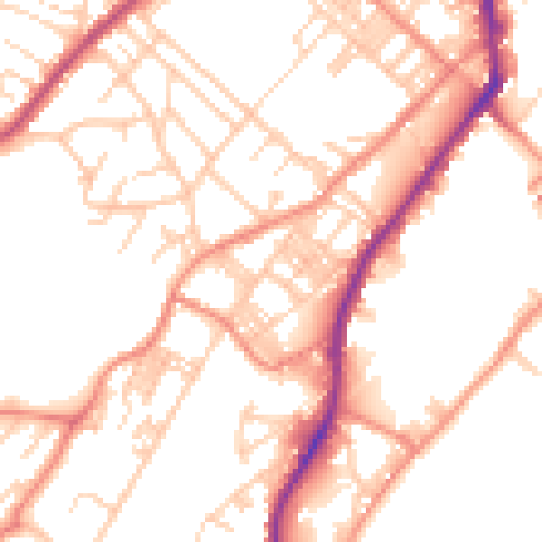 Daytime road noise heatmap for BD21 1BN