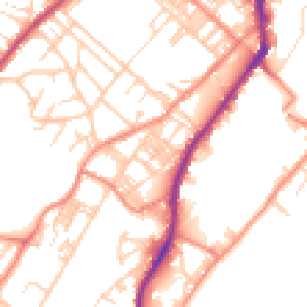 Daytime road noise heatmap for BD21 1BQ
