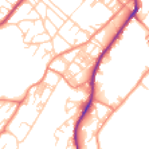 Daytime road noise heatmap for BD21 1BT