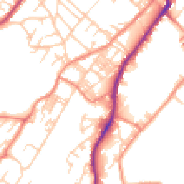 Daytime road noise heatmap for BD21 1BU