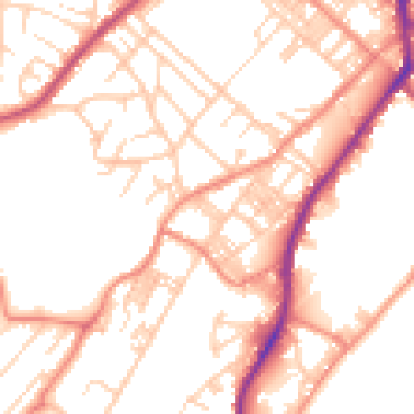 Daytime road noise heatmap for BD21 1BW