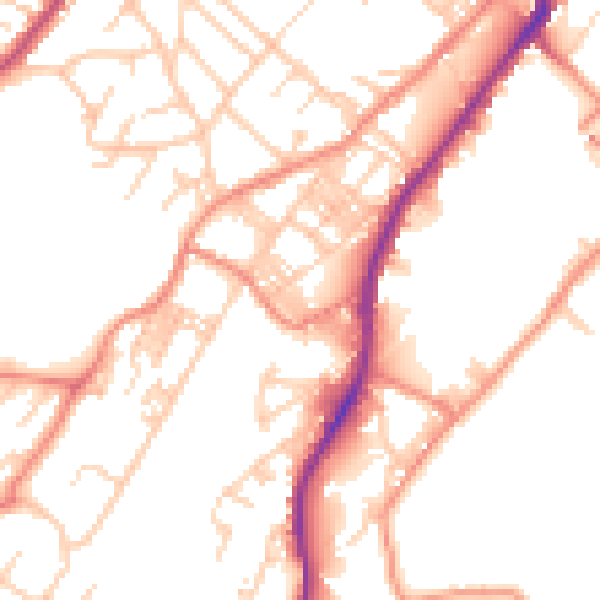 Daytime road noise heatmap for BD21 1BY
