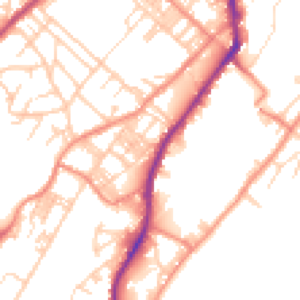 Daytime road noise heatmap for BD21 1BZ