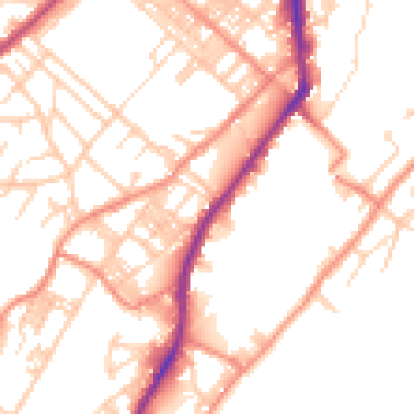 Daytime road noise heatmap for BD21 1DA